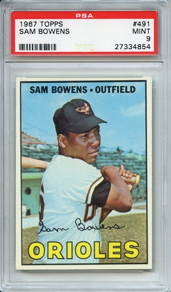 1967 TOPPS 491 SAM BOWENS PSA MINT 9