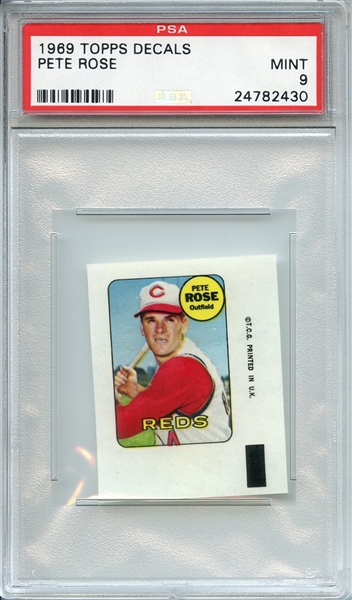 1969 TOPPS DECALS PETE ROSE PSA MINT 9