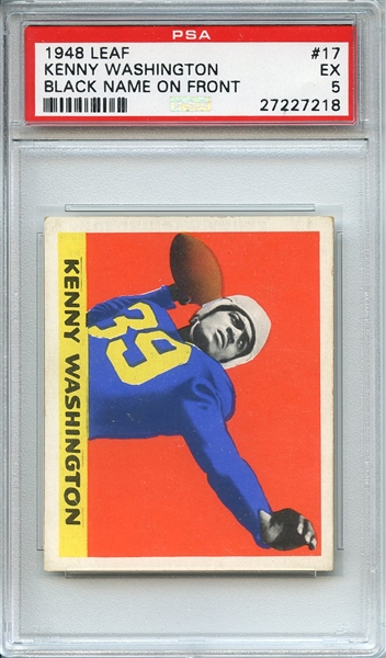 1948 LEAF 17 KENNY WASHINGTON BLACK NAME ON FRONT PSA EX 5