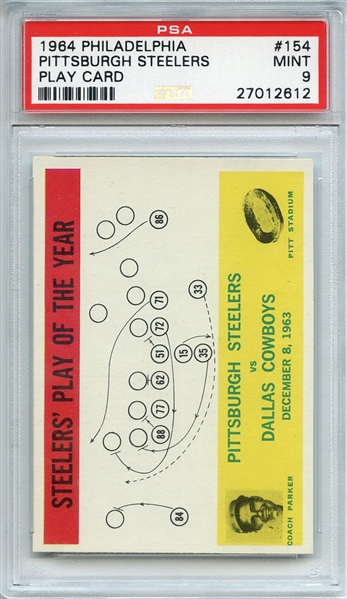 1964 PHILADELPHIA 154 PITTSBURGH STEELERS PLAY CARD PSA MINT 9