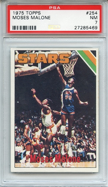 1975 TOPPS 254 MOSES MALONE RC PSA NM 7
