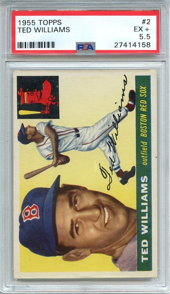 1955 TOPPS 2 TED WILLIAMS PSA EX+ 5.5