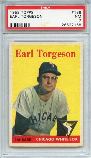 1958 TOPPS 138 EARL TORGESON PSA NM 7