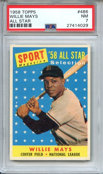 1958 TOPPS 486 WILLIE MAYS ALL STAR PSA NM 7