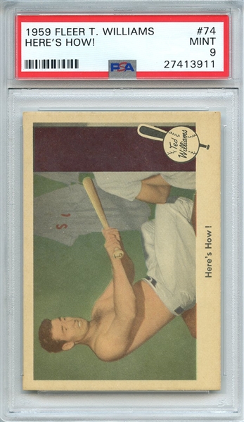 1959 FLEER TED WILLIAMS 74 HERE'S HOW! PSA MINT 9