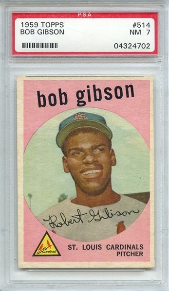 1959 TOPPS 514 BOB GIBSON RC PSA NM 7