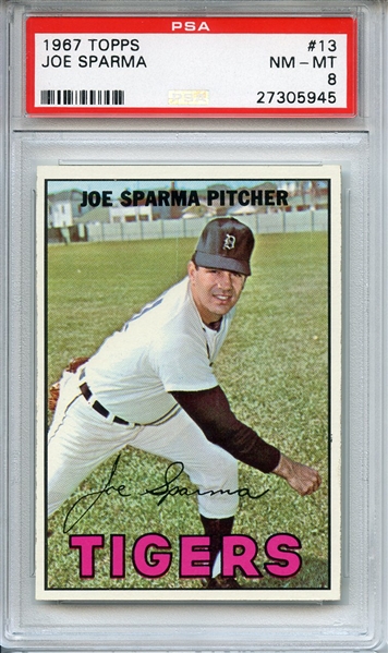 1967 TOPPS 13 JOE SPARMA PSA NM-MT 8