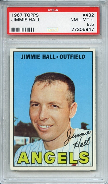 1967 TOPPS 432 JIMMIE HALL PSA NM-MT+ 8.5