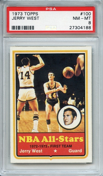 1973 TOPPS 100 JERRY WEST PSA NM-MT 8