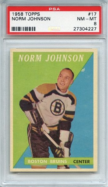 1958 TOPPS 17 NORM JOHNSON PSA NM-MT 8