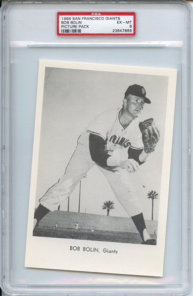1966 SAN FRANCISCO GIANTS PICTURE PACK BOB BOLIN PICTURE PACK PSA EX-MT 6