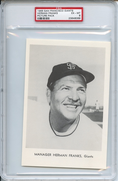 1966 SAN FRANCISCO GIANTS PICTURE PACK HERMAN FRANKS PICTURE PACK PSA EX-MT 6
