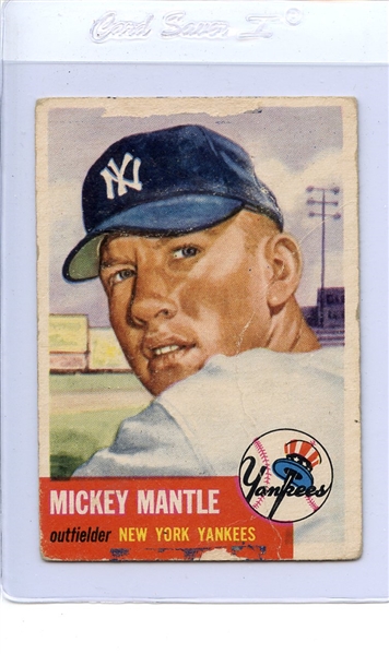 1953 TOPPS 82 MICKEY MANTLE POOR