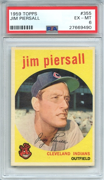 1959 TOPPS 355 JIM PIERSALL PSA EX-MT 6