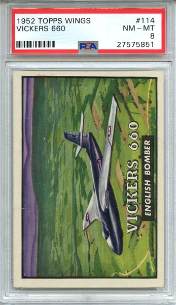 1952 TOPPS WINGS 114 VICKERS 660 PSA NM-MT 8