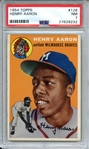 1954 TOPPS 128 HENRY AARON RC PSA NM 7