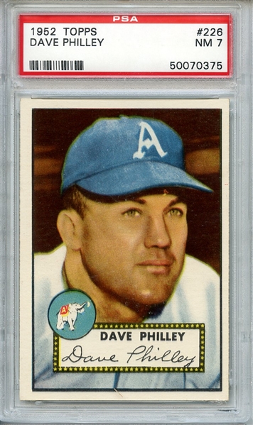 1952 TOPPS 226 DAVE PHILLEY PSA NM 7
