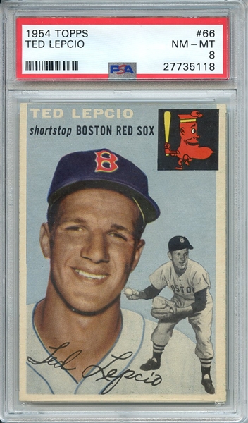 1954 TOPPS 66 TED LEPCIO PSA NM-MT 8