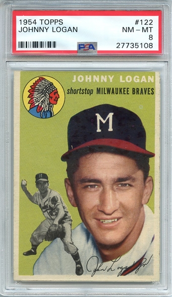 1954 TOPPS 122 JOHNNY LOGAN PSA NM-MT 8