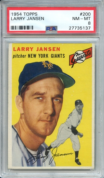 1954 TOPPS 200 LARRY JANSEN PSA NM-MT 8