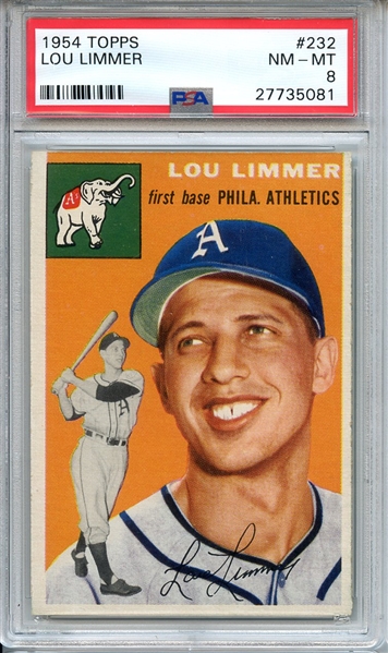 1954 TOPPS 232 LOU LIMMER PSA NM-MT 8
