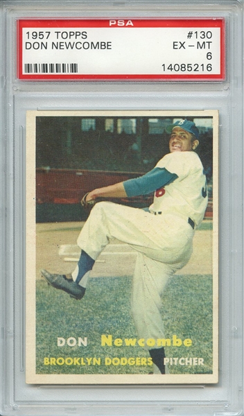 1957 TOPPS 130 DON NEWCOMBE PSA EX-MT 6
