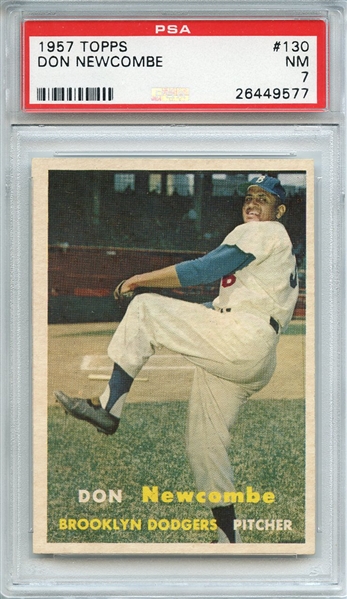 1957 TOPPS 130 DON NEWCOMBE PSA NM 7