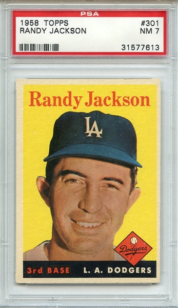 1958 TOPPS 301 RANDY JACKSON PSA NM 7