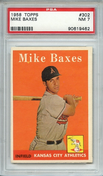 1958 TOPPS 302 MIKE BAXES PSA NM 7