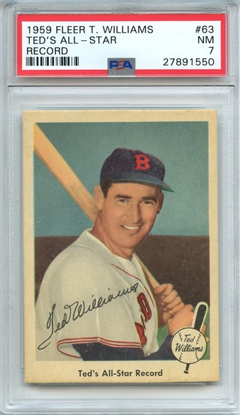1959 FLEER TED WILLIAMS 63 TED'S ALL-STAR RECORD PSA NM 7