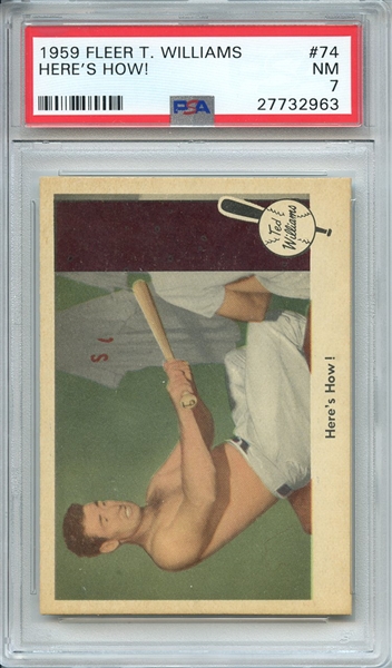 1959 FLEER TED WILLIAMS 74 HERE'S HOW! PSA NM 7