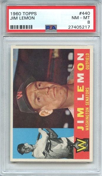 1960 TOPPS 440 JIM LEMON PSA NM-MT 8