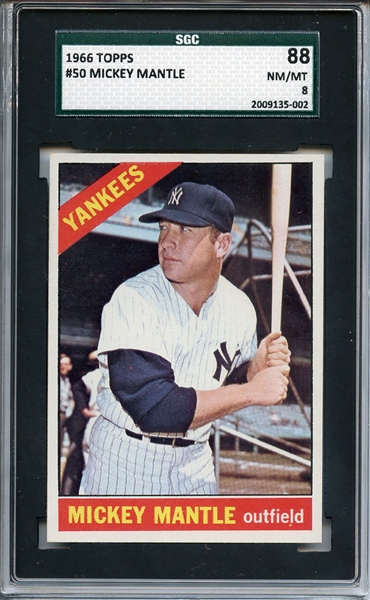 1966 TOPPS 50 MICKEY MANTLE SGC NM/MT 88 / 8