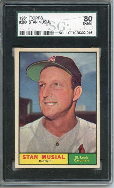 1961 TOPPS 290 STAN MUSIAL SGC EX/MT 80 / 6