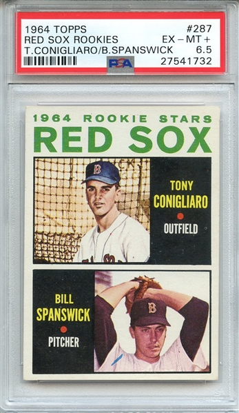 1964 TOPPS 287 RED SOX ROOKIES T.CONIGLIARO/B.SPANSWICK PSA EX-MT+ 6.5