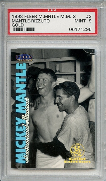 1998 FLEER 3 MICKEY MANTLE MONUMENTAL MOMENTS-GOLD 23 OF 51 PSA MINT 9