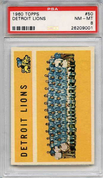 1960 TOPPS 50 DETROIT LIONS PSA NM-MT 8