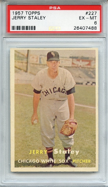 1957 TOPPS 227 JERRY STALEY PSA EX-MT 6