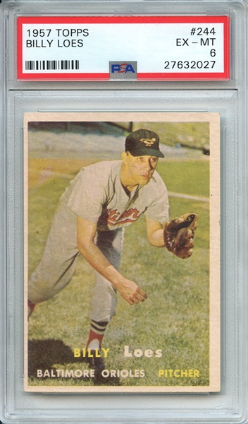 1957 TOPPS 244 BILLY LOES PSA EX-MT 6