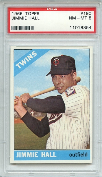 1966 TOPPS 190 JIMMIE HALL PSA NM-MT 8