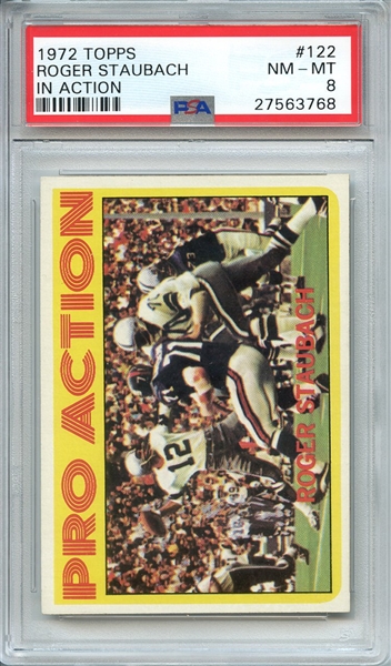 1972 TOPPS 122 ROGER STAUBACH IN ACTION PSA NM-MT 8