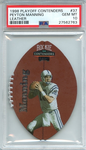 1998 PLAYOFF CONTENDERS LEATHER 37 PEYTON MANNING LEATHER RC PSA GEM MT 10
