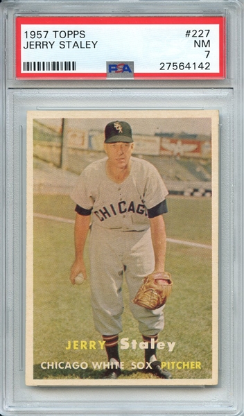 1957 TOPPS 227 JERRY STALEY PSA NM 7
