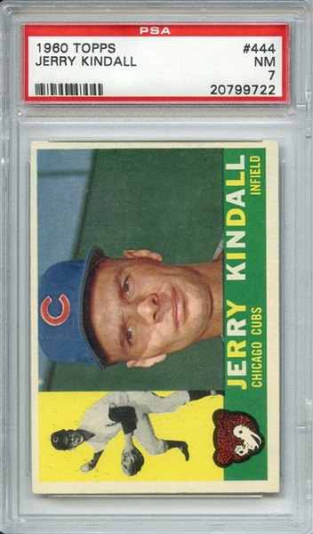1960 TOPPS 444 JERRY KINDALL PSA NM 7