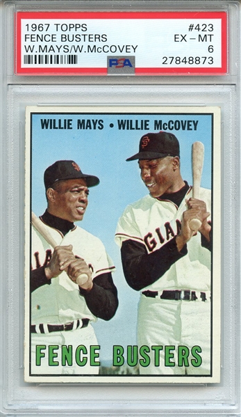 1967 TOPPS 423 FENCE BUSTERS W.MAYS/W.McCOVEY PSA EX-MT 6