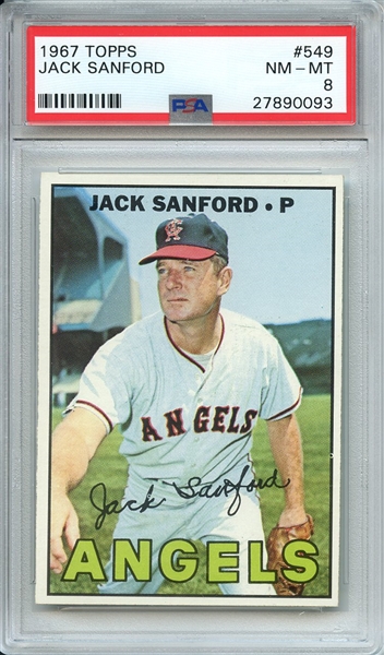 1967 TOPPS 549 JACK SANFORD PSA NM-MT 8