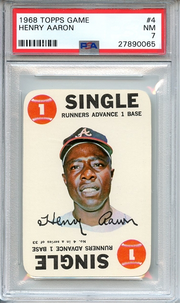 1968 TOPPS GAME 4 HENRY AARON PSA NM 7