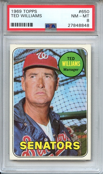 1969 TOPPS 650 TED WILLIAMS PSA NM-MT 8