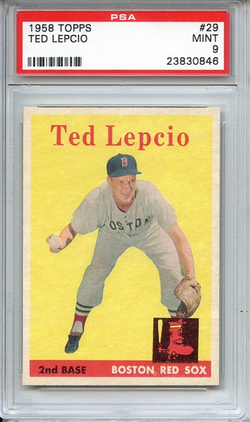 1958 TOPPS 29 TED LEPCIO PSA MINT 9