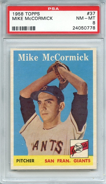1958 TOPPS 37 MIKE McCORMICK PSA NM-MT 8